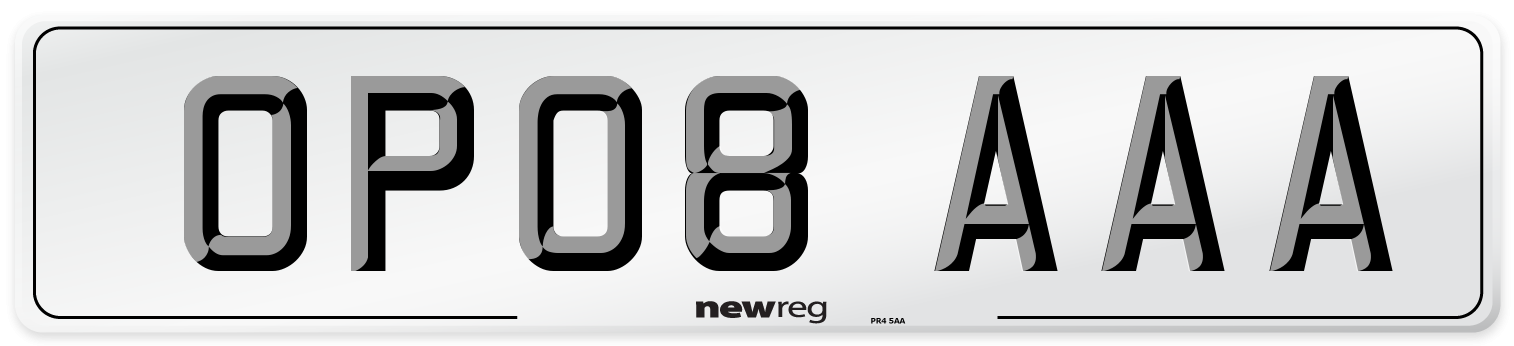 OP08 AAA Number Plate from New Reg